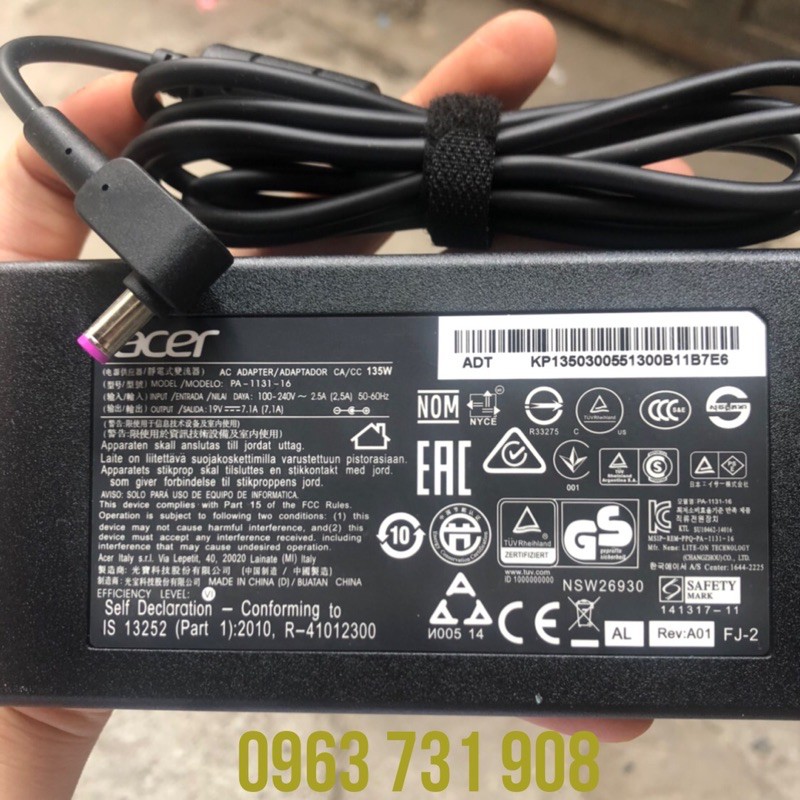 Sạc laptop Acer 19v 7.1A Zin chính hãng bảo hành 12 tháng