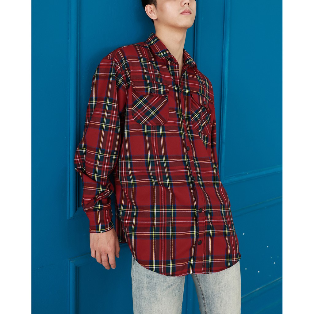 ÁO SƠ MI FLANNEL SỌC MÀU ĐỎ