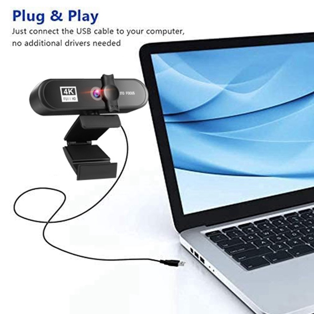 Webcam IP 2K Cho Máy Tính Xách Tay/Để Bàn USB Lấy Nét Tự Động Có Nắp Ống Kính Bảo Vệ Quyền Riêng Tư Với Chân Đế Tripod