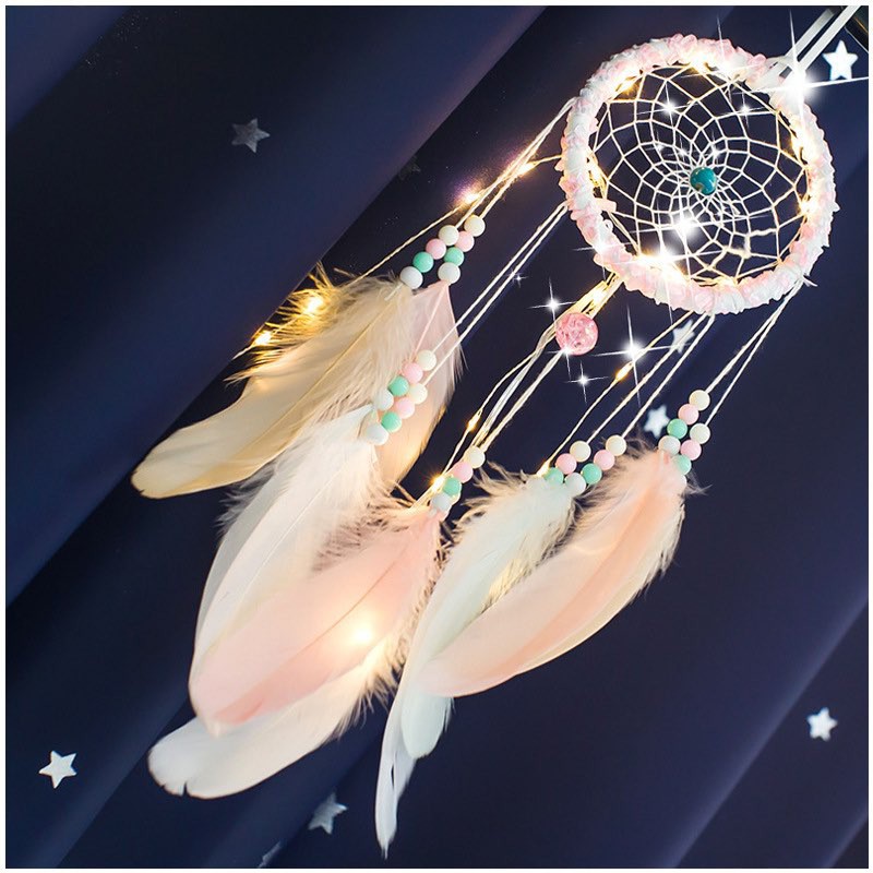 ( Đủ Màu) Dreamcatcher handmade có đèn LED sáng tạo phong cách Trung Hoa dành cho treo trang trí