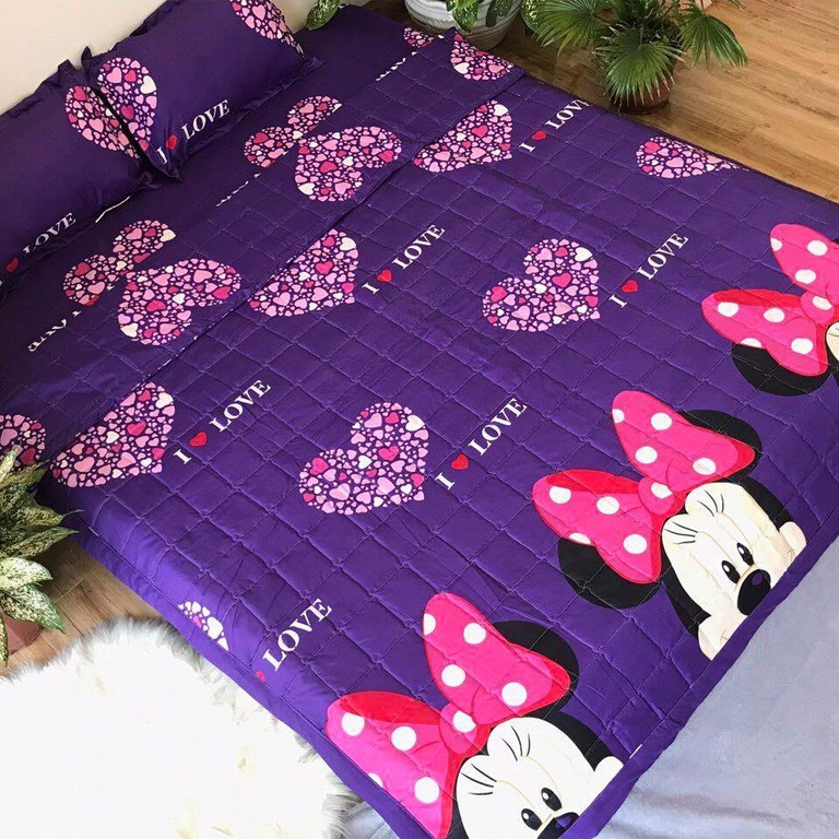 Bộ Chăn Chăn Hè Ga Gối Emmidecor Mẫu  Mickey