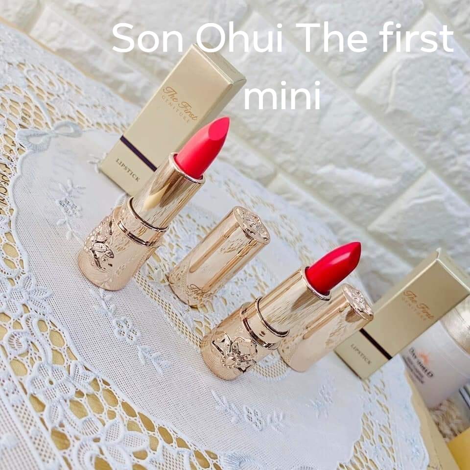 Son môi Ohui The First màu hồng cam và đỏ mini