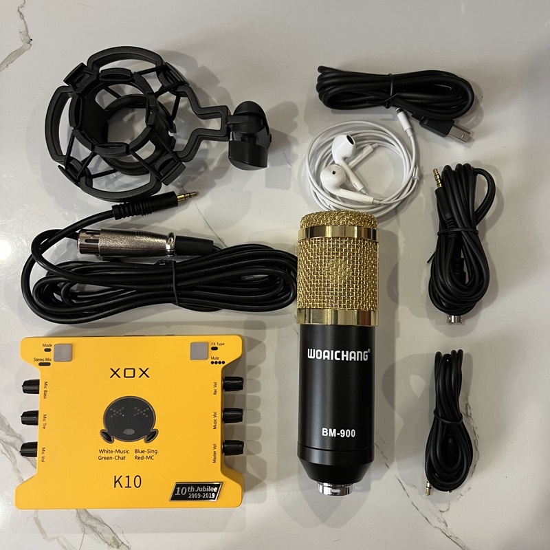 COMBO THU ÂM LIVESTREAM MÍC BM 900 WOAICHANG ,XOX K10,TẶNG KÈM TAI NGHE BH 6 THÁNG ĐỔI MỚI