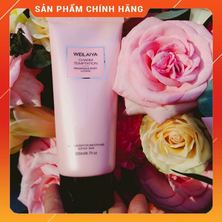 Sữa dưỡng thể Weilaiya, hương thơm hoa hồng, dưỡng da trắng sáng [Tuýp 200ml]