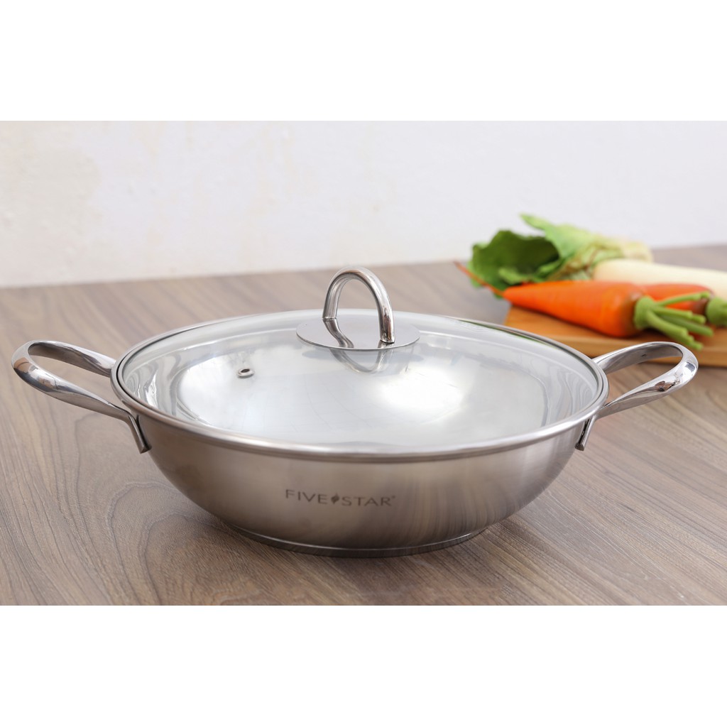 Nồi lẩu inox 3 đáy nắp kiếng Fivestar 26cm