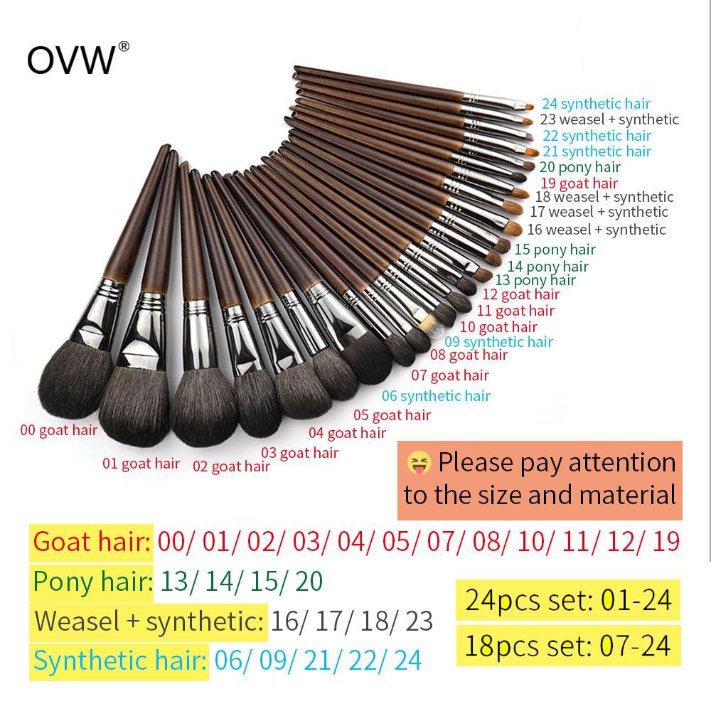 Set 12 cọ trang điểm OVW XQ0123457810111219 + WB 100% lông dê kèm túi đựng