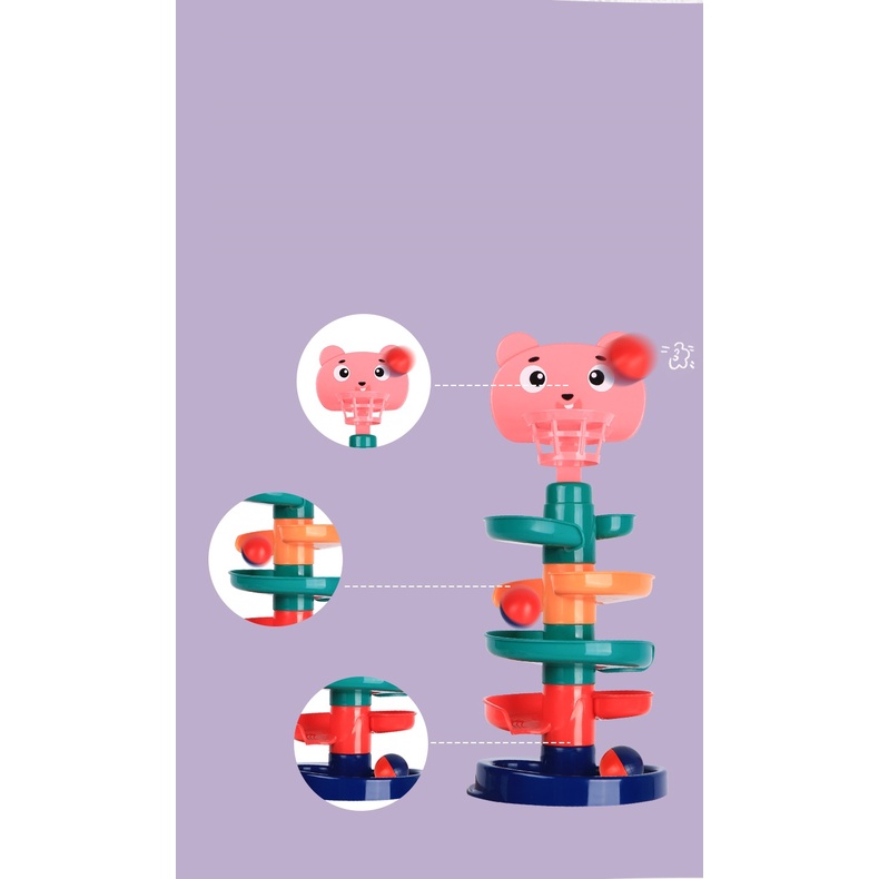 Tháp Bóng lăn, thả bóng xoay tròn, cầu trượt bóng, đồ chơi cho bé, trẻ em, đồ chơi thông minh phat triển trí tuệ