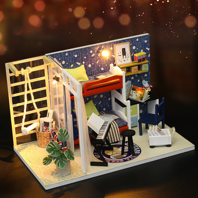 Mô hình nhà DIY Doll House Future Space Kèm Mica Chống bụi, Bộ dụng cụ và Keo dán