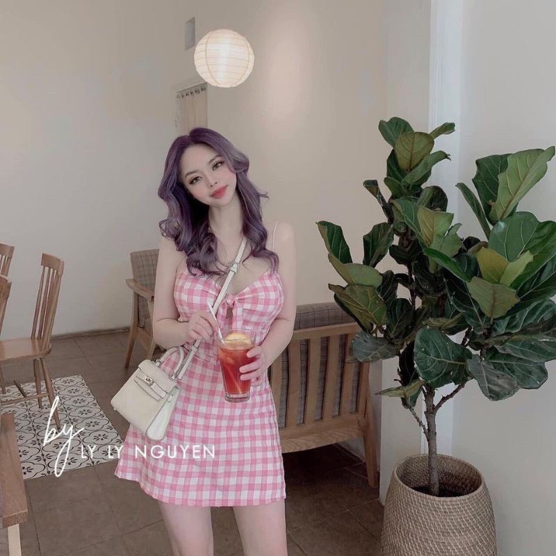 TT 17 - đầm Caro Hồng, chất kate xịn. thiết kế thời trang 2022 | BigBuy360 - bigbuy360.vn