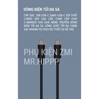 Cáp sạc nhanh 100W Zmi Type-C 2m PD Emarker