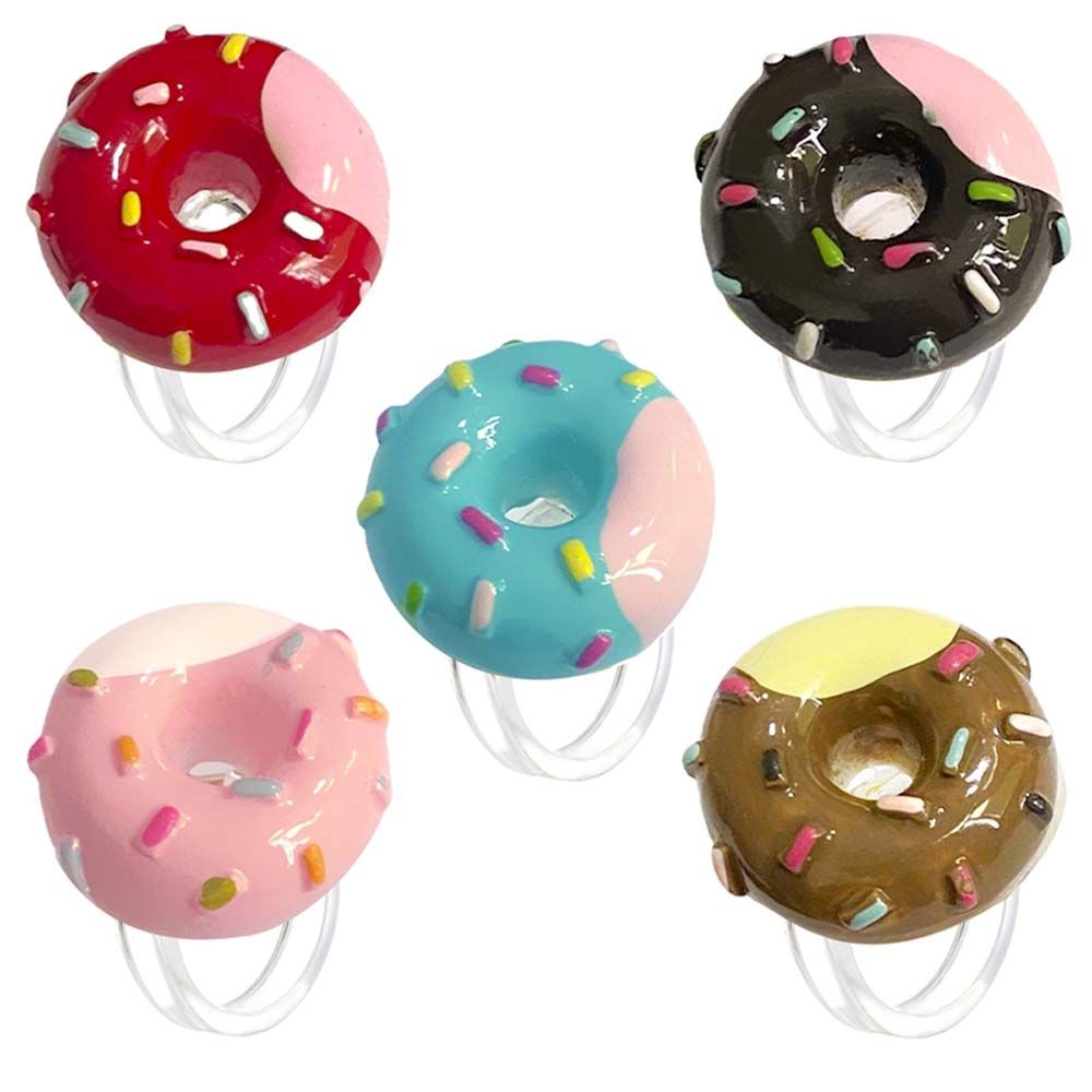 Nhẫn Nhựa Acrylic Trong Suốt Hình Phi Hành Gia / Bánh Donut Nhiều Màu Dễ Thương Thời Trang