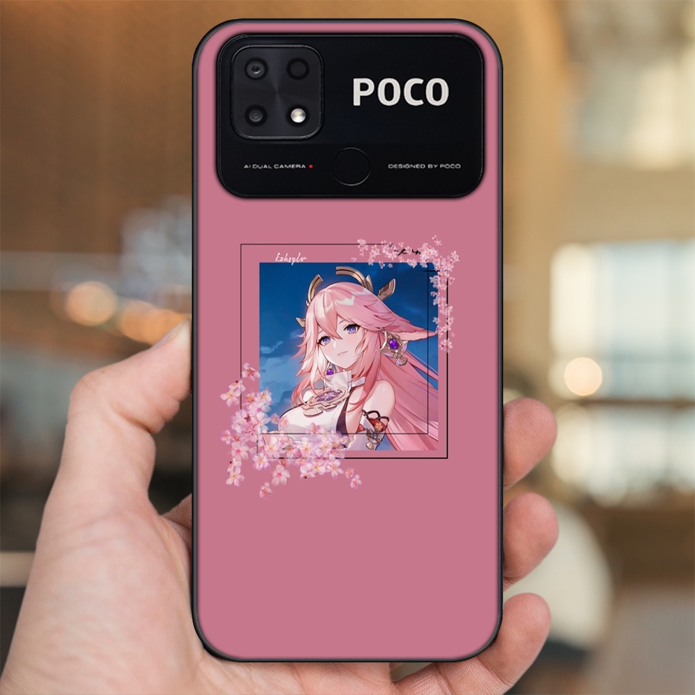 Ốp lưng Xiaomi Poco C40 viền đen in hình Yae Miko Genshin Impact