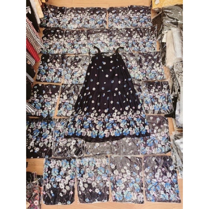 Váy lanh hoa lá 2 dây thái | BigBuy360 - bigbuy360.vn