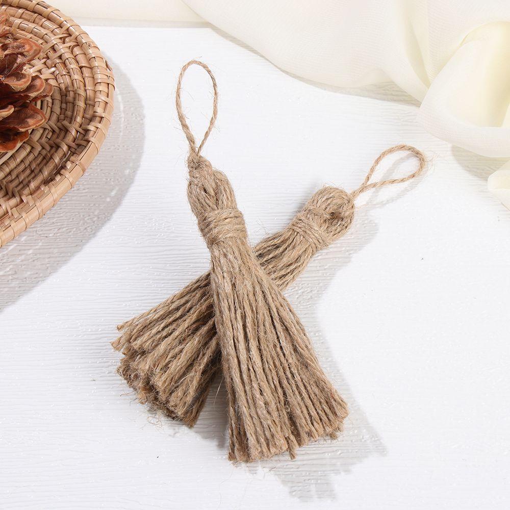 Bộ 4 Dây Tua Rua Bằng Sợi Đay Tự Nhiên Dùng Trang Trí Vòng Hoa DIY
