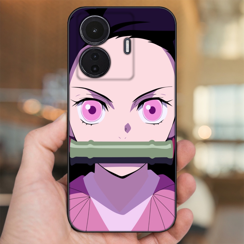 Ốp lưng Vivo T1 5G viền đen in hình Nezuko Kimetsu no Yaiba