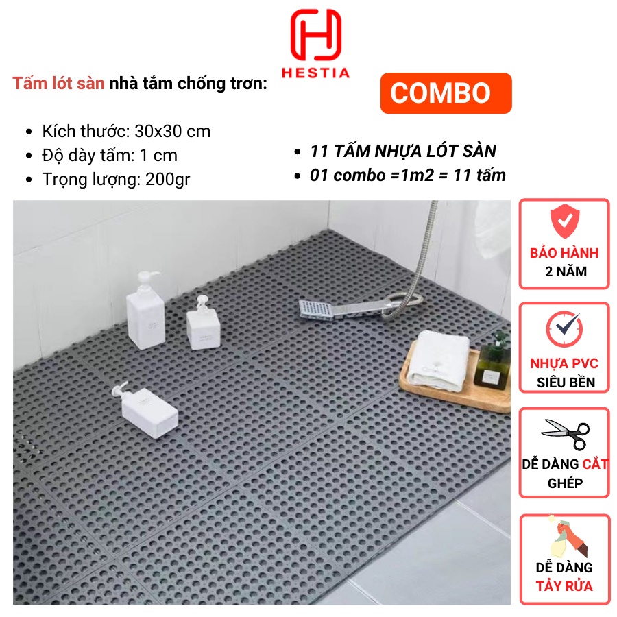 Combo 11 Tấm Lát Sàn Nhà Tắm. Vỉ Nhựa Thoát Nước, Chống Trơn Trượt Nhà Vệ Sinh, Vỉ Gỗ Nhựa Trải Sàn