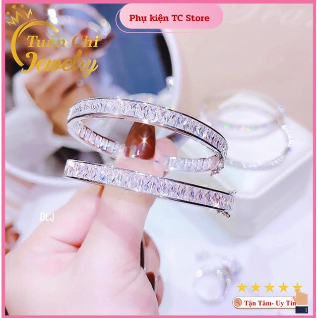 Lắc Tay Nữ Bản Đính Full Đá Cao Cấp, Bảo Hành Chất Lượng