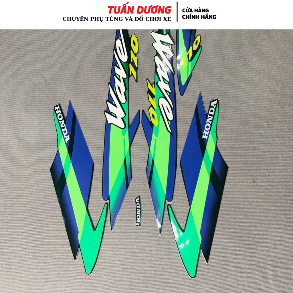 Bộ Tem Wave Thái 110cc Xanh Nhớt [ LOẠI ĐẸP ], Tem Ba Lớp Đẹp Gắn Cho Các Dòng Wave Nhỏ Đều Được