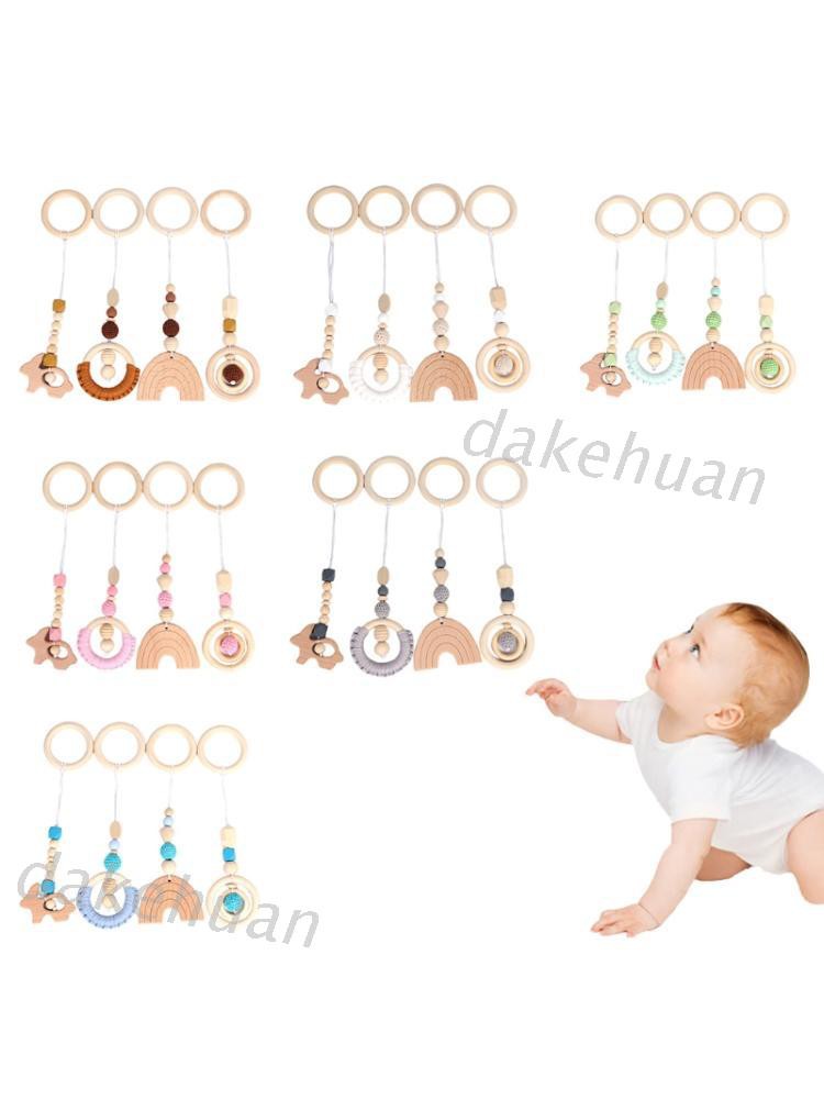 Bộ 4 Đồ Chơi Gỗ Treo Xe Đẩy Cho Bé Đang Mọc Răng