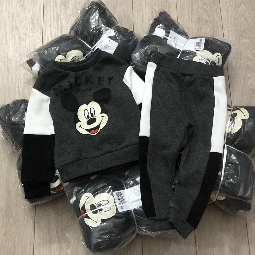 Bộ dài tay thu đong bé trai - Bộ nỉ phối Mickey HM cho bé trai size 1-6t