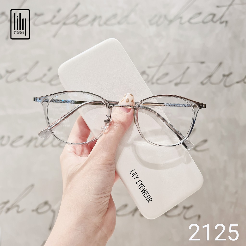 Kính cận cao cấp nữ Lilyeyewear mắt tròn chất liệu kim loại thanh mảnh màu sắc thời trang 2125