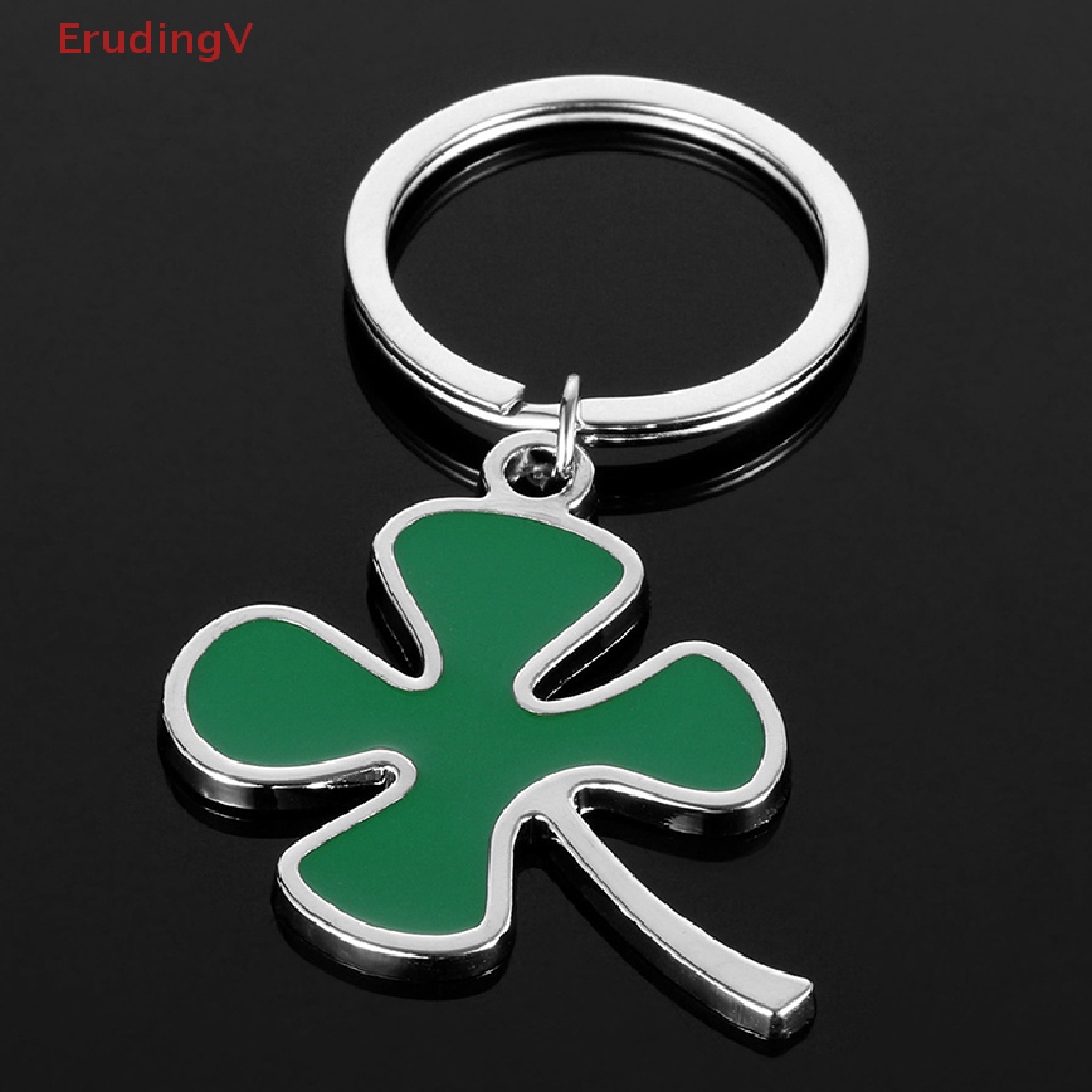 [ErudingV] Móc Khóa Cỏ Bốn Lá May Mắn Màu Xanh Lá Cây [Mới]