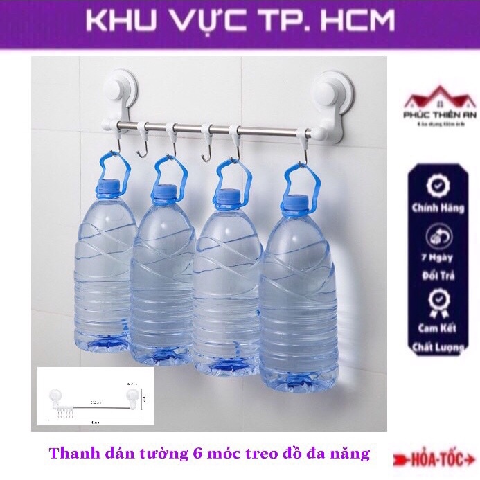 [ Hàng hot - siêu đẹp ] Thanh dán tường có 6 móc treo đồ - đa năng, siêu chắc