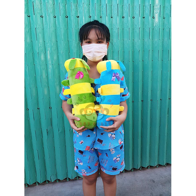 Gấu bông gối ôm con sâu 40cm gòn căng vải nhung mịn