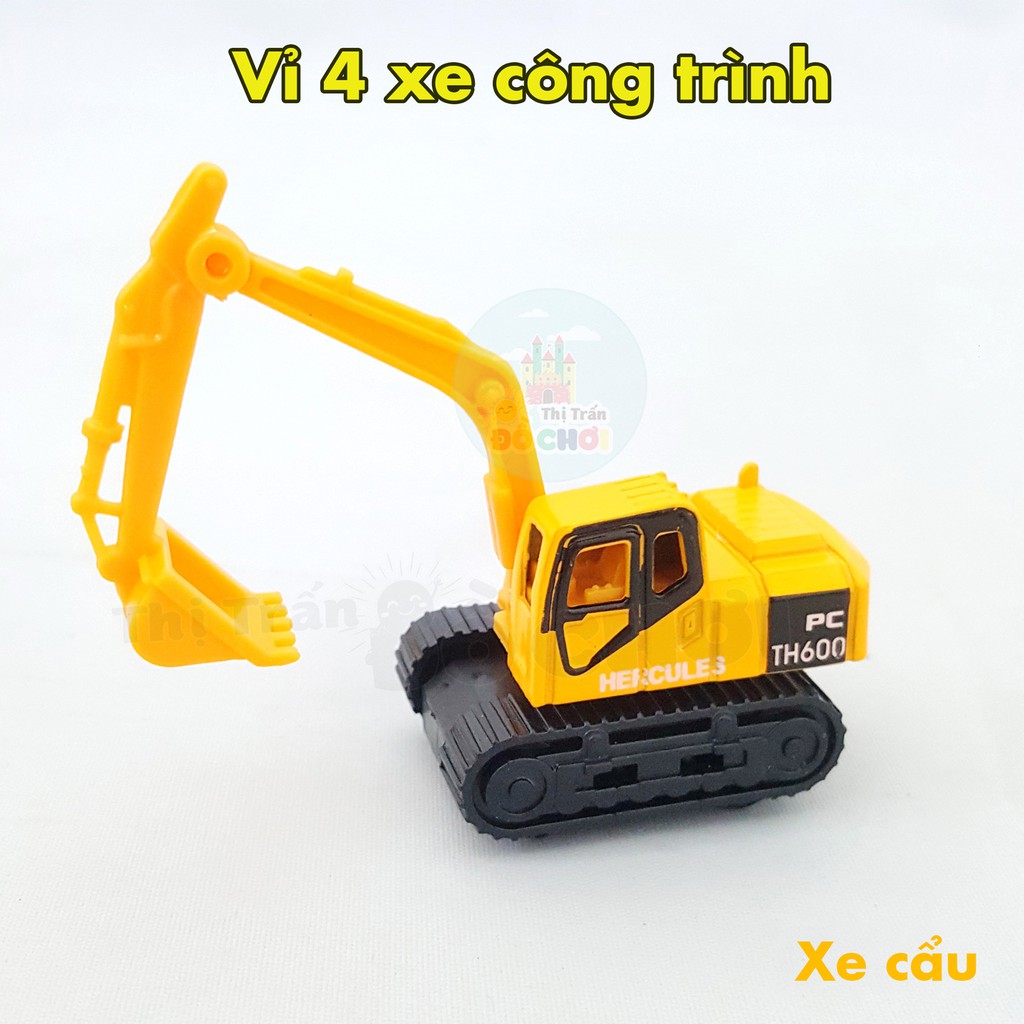 Đồ chơi 4 xe công trình chạy trớn màu vàng cho bé trên 1 tuổi - TH736B - Thị trấn đồ chơi