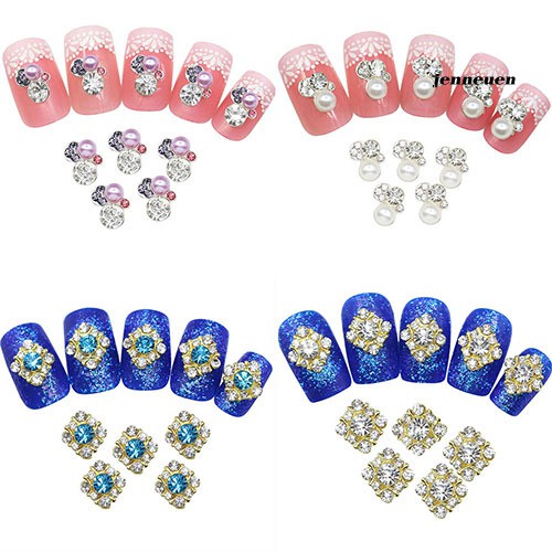 [Hàng mới về] Bộ 10 miếng dán trang trí móng tay nghệ thuật phối pha lê và kim cương giả DIY