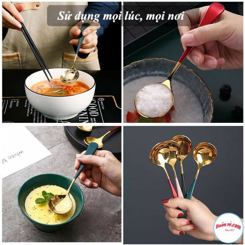 Thìa inox mạ vàng phối màu hàng đẹp