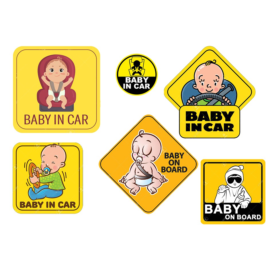 STICKER, DECAL HÌNH DÁN BABY IN CAR, BABY ON BOARD