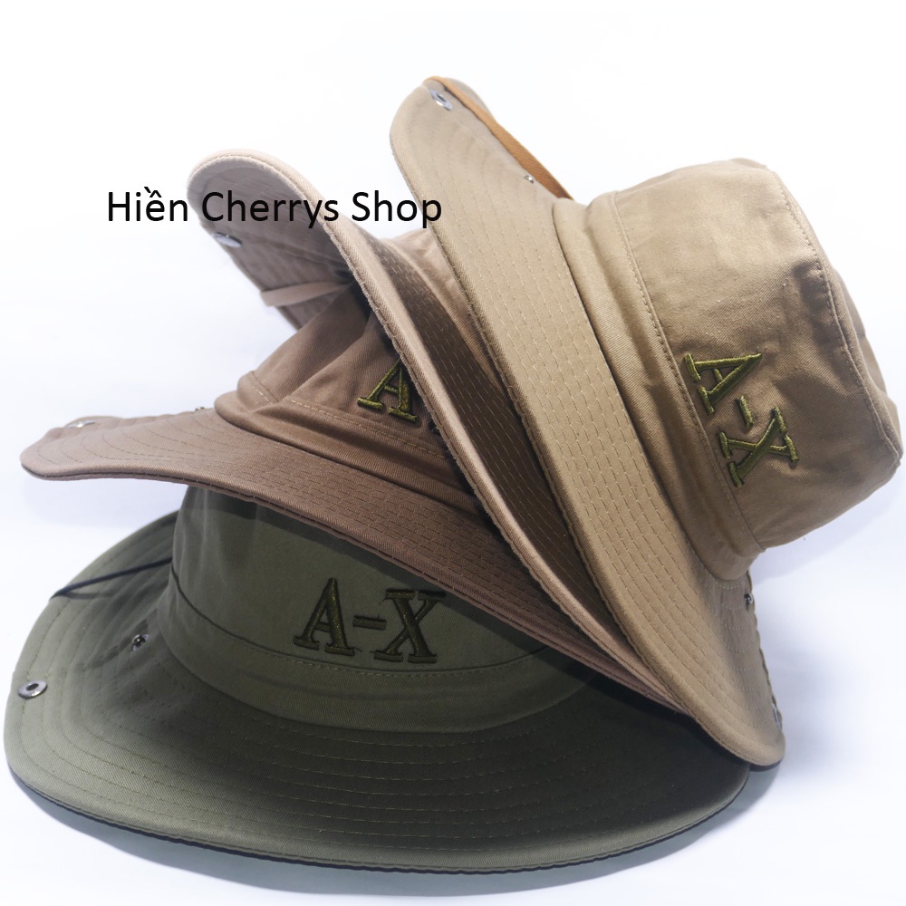 [ Nhiều mẫu ] Nón tai bèo nam vành rộng 8,5 cm thêu chữ A-X kết hợp vải cotton tốt mềm mại