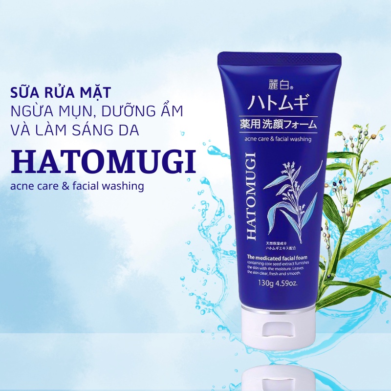 Sữa rửa mặt Hatomugi chiết xuất Ý Dĩ làm sáng da 130g Reihaku Hatomugi Facial Foam