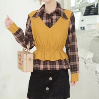 Áo Len Pha Cổ Sơ Mi, Bo Chun Eo