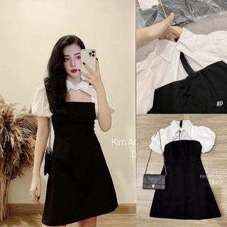 Đầm hotgirl dáng xoè mix tay bồng cực xinh⚡️Ảnh thật