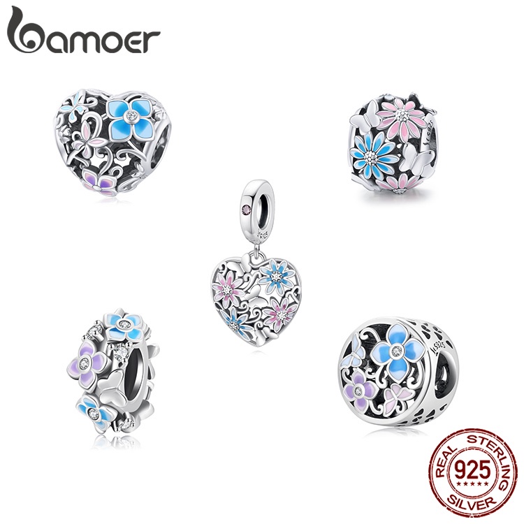 Hạt charm bạc sterling 925 Bamoer SCC2061 dòng thiết kế Secret Garden 3 kiểu thời trang tự làm trang sức vòng cổ