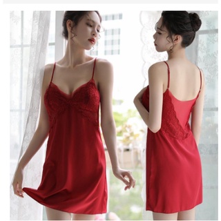 Váy ngủ lụa pha ren kèm đệm ngực MS5056