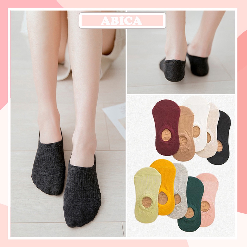 Tất đi giày cao gót vớ hài lười nữ nửa bàn chân chất cotton Hàn siêu đẹp siêu dai chống trơn tuột ABICA TN031