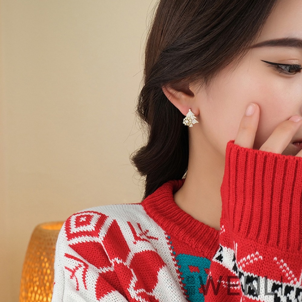 Bông Tai Dáng Dài Hình Cây Thông / Bông Tuyết Xoay Được Thanh Lịch Cho Nữ