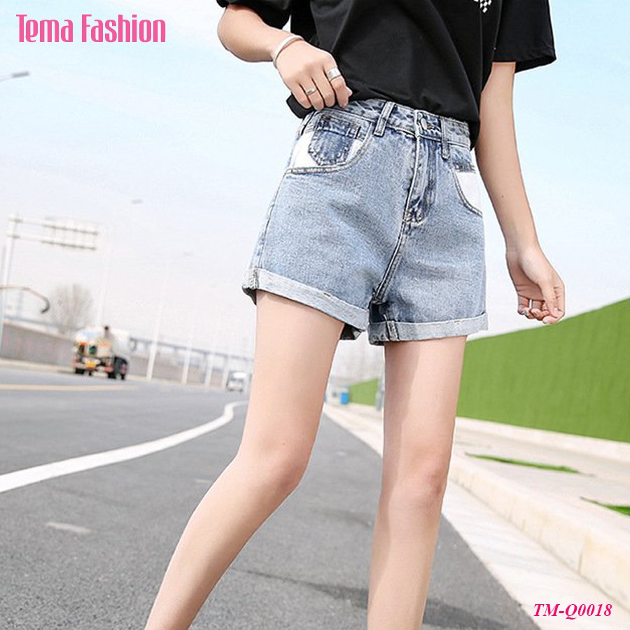 [Mã WASTMAY giảm 15% tối đa 30K đơn 150K] Quần short jean nữ TEMA - Quần đùi nữ jean xanh gấu cao siêu xinh