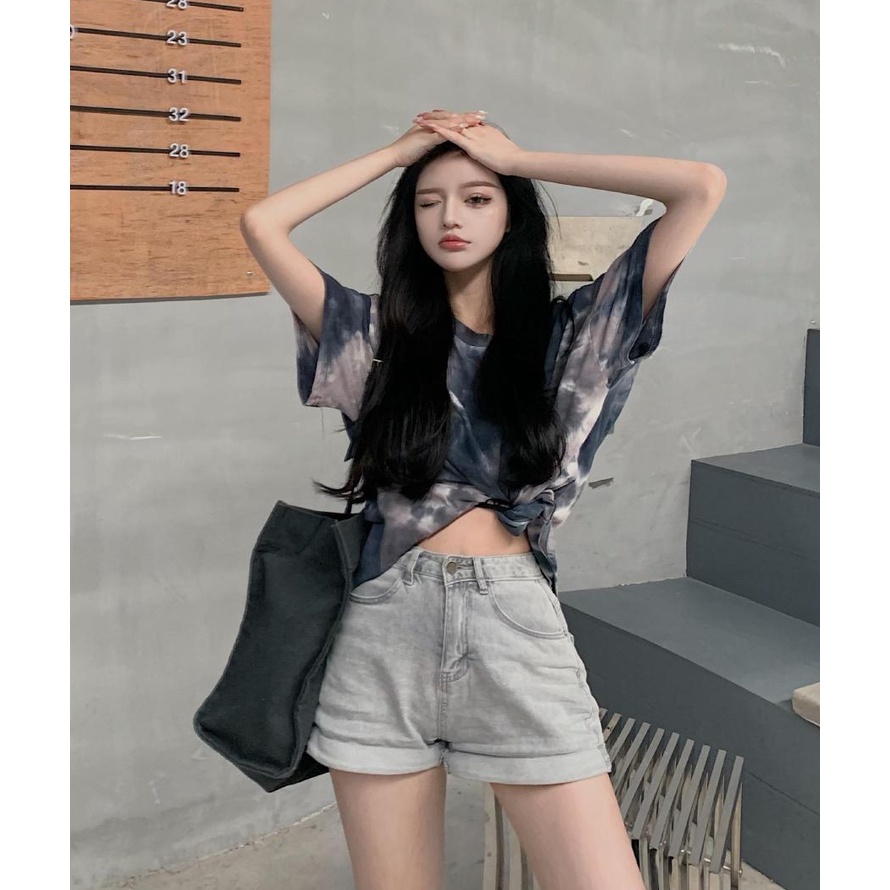 Áo Thun Ngắn Tay Hở Lưng Dáng Rộng Phong Cách Hàn Quốc Mùa Hè Hàng Mới 2022 Dành Cho Bạn Nữ