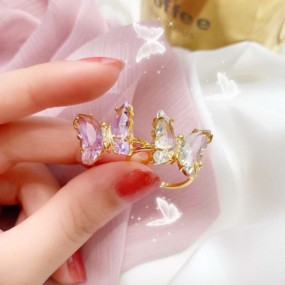 Nhẫn hình bướm màu gradient phong cách Hàn Quốc thời trang cho nữ