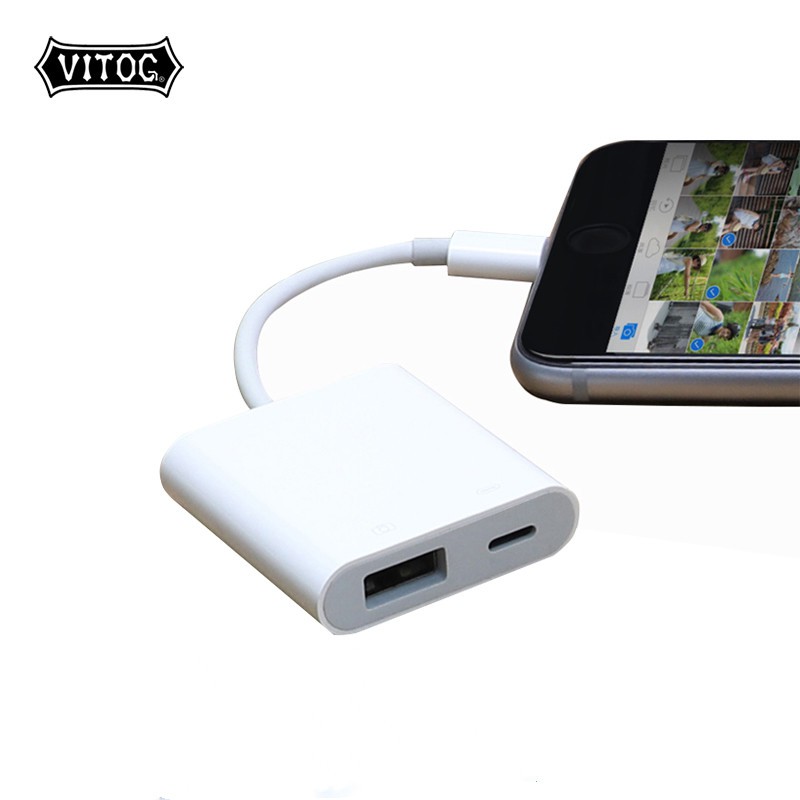 Bộ Chuyển Đổi OTG Vitog Truyền Dữ Liệu Từ Cổng Lightning Sang 3 Cổng USB Máy Ảnh Cho IPhone IPad Bàn Phím