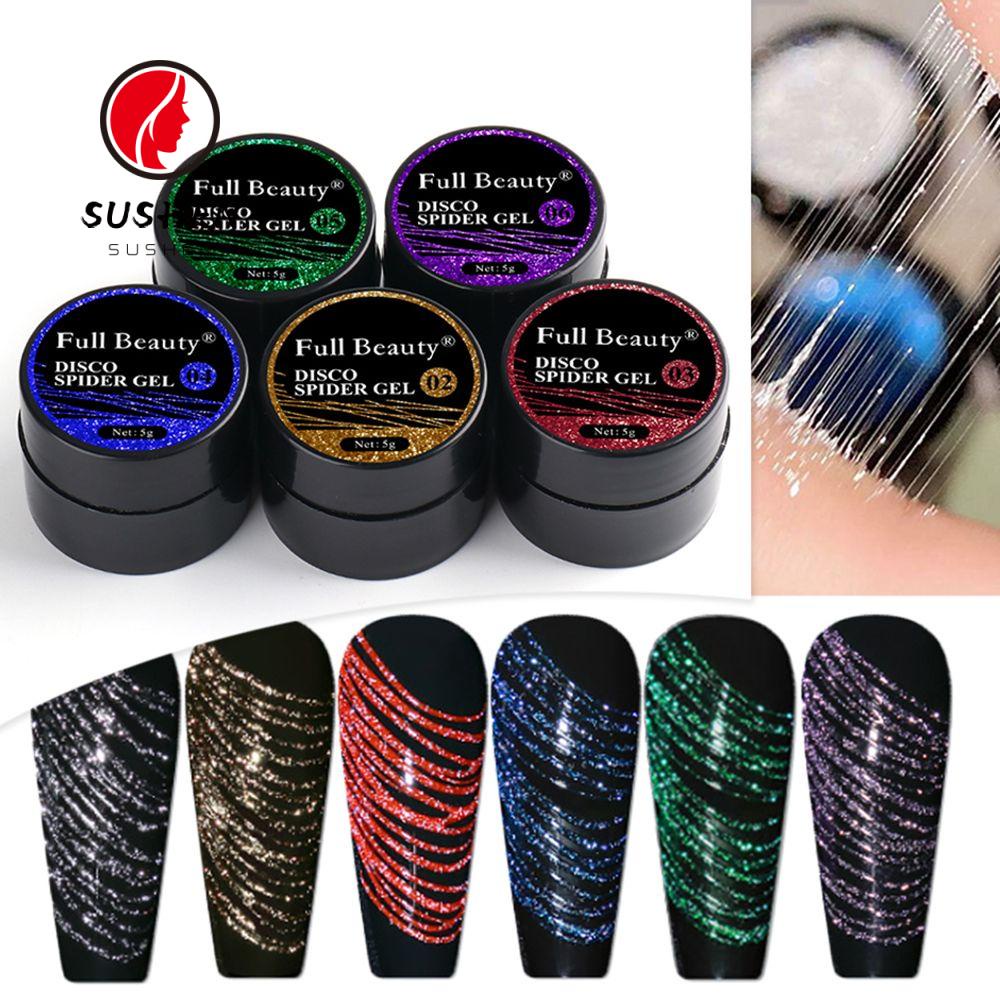 SUSHEN 5ml Manicure Spider Web Gel Soak Off Polish Nail Art with Glitter DIY Reflective Sparkling Varnish Pulling Silk Nail Gel