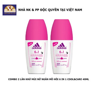 Combo 2 chai : Lăn Khử Mùi Ngăn Mồ Hôi Nữ Adidas - 6 in 1 - 40ml