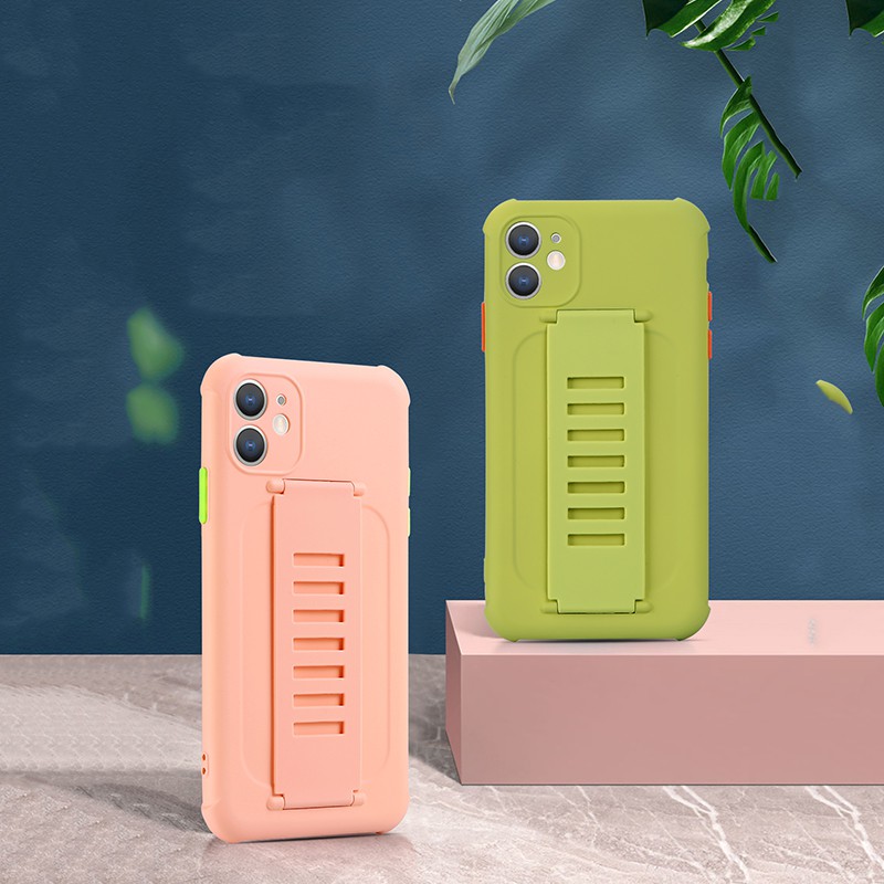 Ốp Điện Thoại Silicon Dẻo Màu Sắc Ngọt Ngào Kèm Dây Đeo Tay Tiện Dụng Cho iPhone 11 Pro XS Max SE 2020 6 6s 7 8 Plus X XR