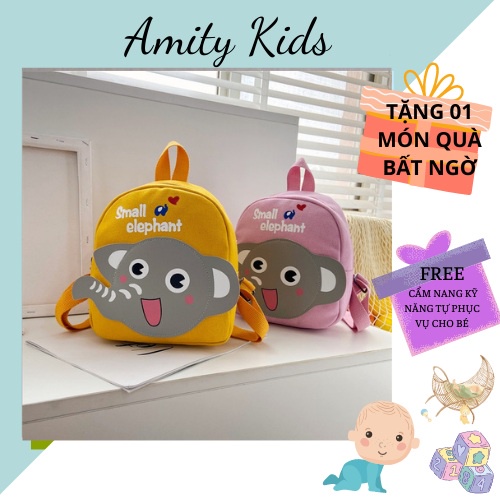 Cặp Sách Đi Học Cho Bé Trai Bé Gái Mẫu Giáo Balo Cho Bé Mầm Non Nhà Trẻ Amity Kids Họa Tiết Voi Con Đáng Yêu
