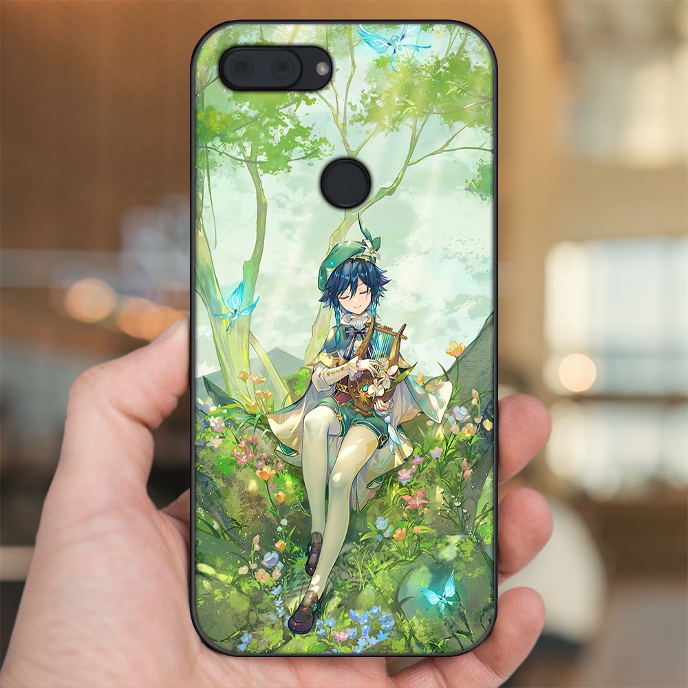 Ốp lưng Xiaomi Mi 8 Lite viền đen in hình Venti Genshin Impact