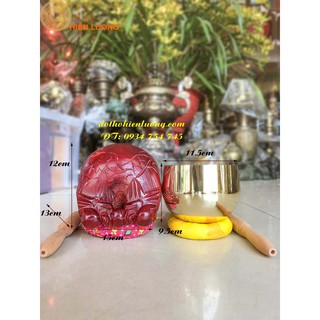 Bộ chuông mõ huế tụng kinh bằng đồng số 2 đường kính 11.5cm